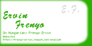 ervin frenyo business card